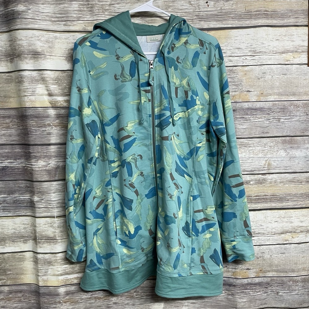 LOGO Lounge Lori Goldstein Women's Medium Full Zip Hoodie Jacket Pockets EUC